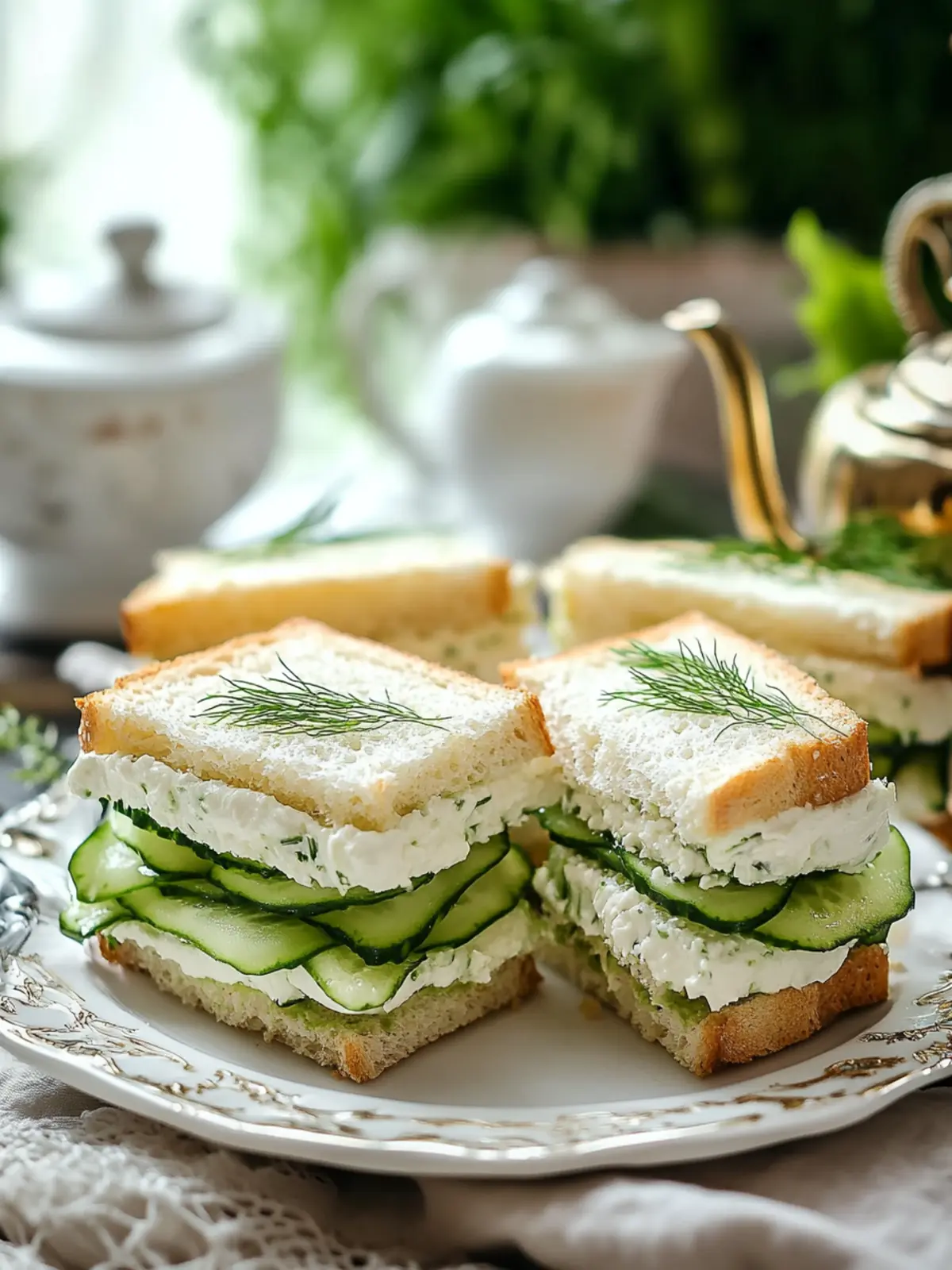 Classic Cucumber Tea Sandwiches with Creamy Dill Twist 3 Classic Cucumber Tea Sandwiches