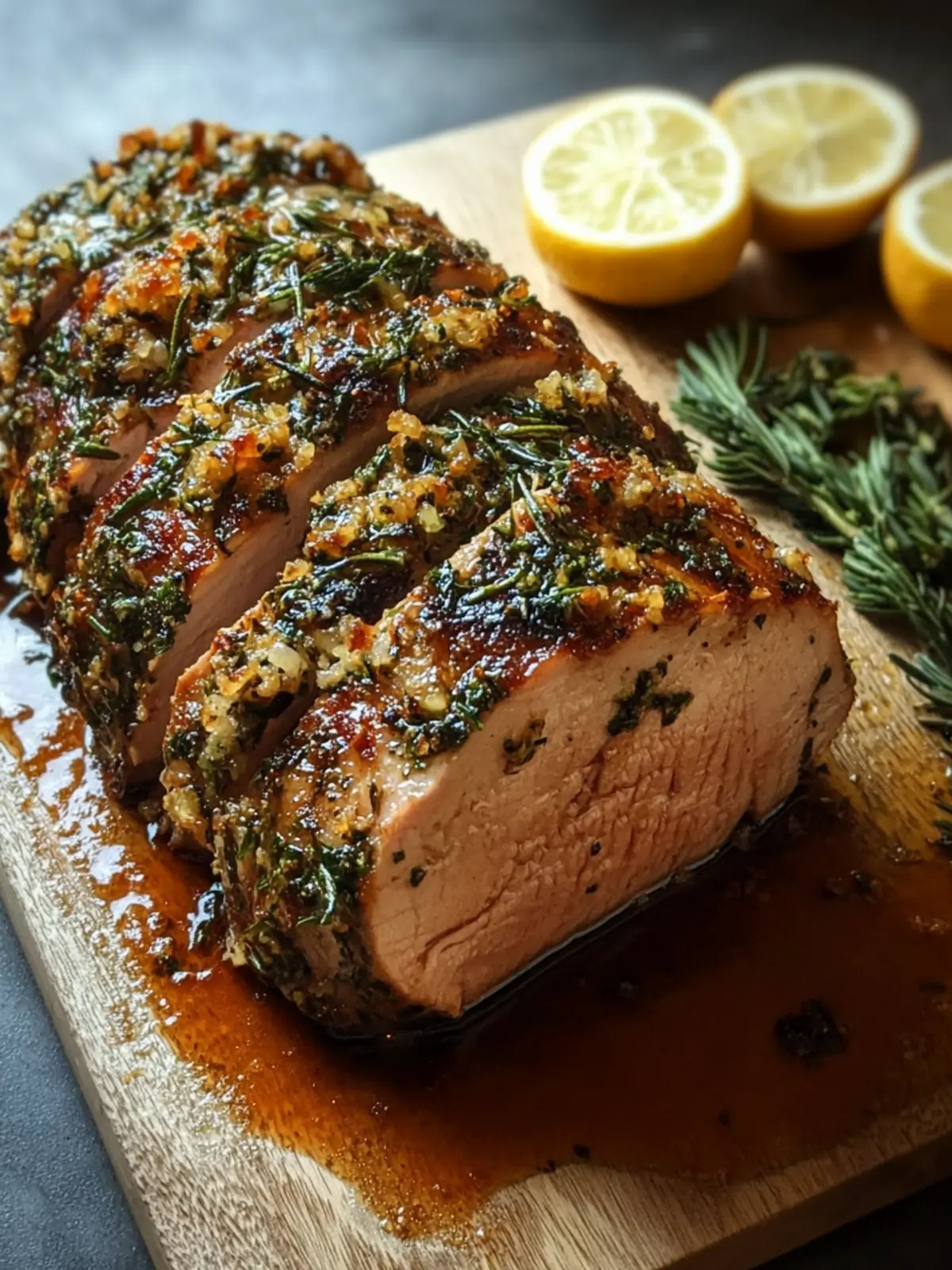 Herb Crusted Pork Loin with Sweet Apple Cider Glaze Delight 3 Herb Crusted Pork Loin