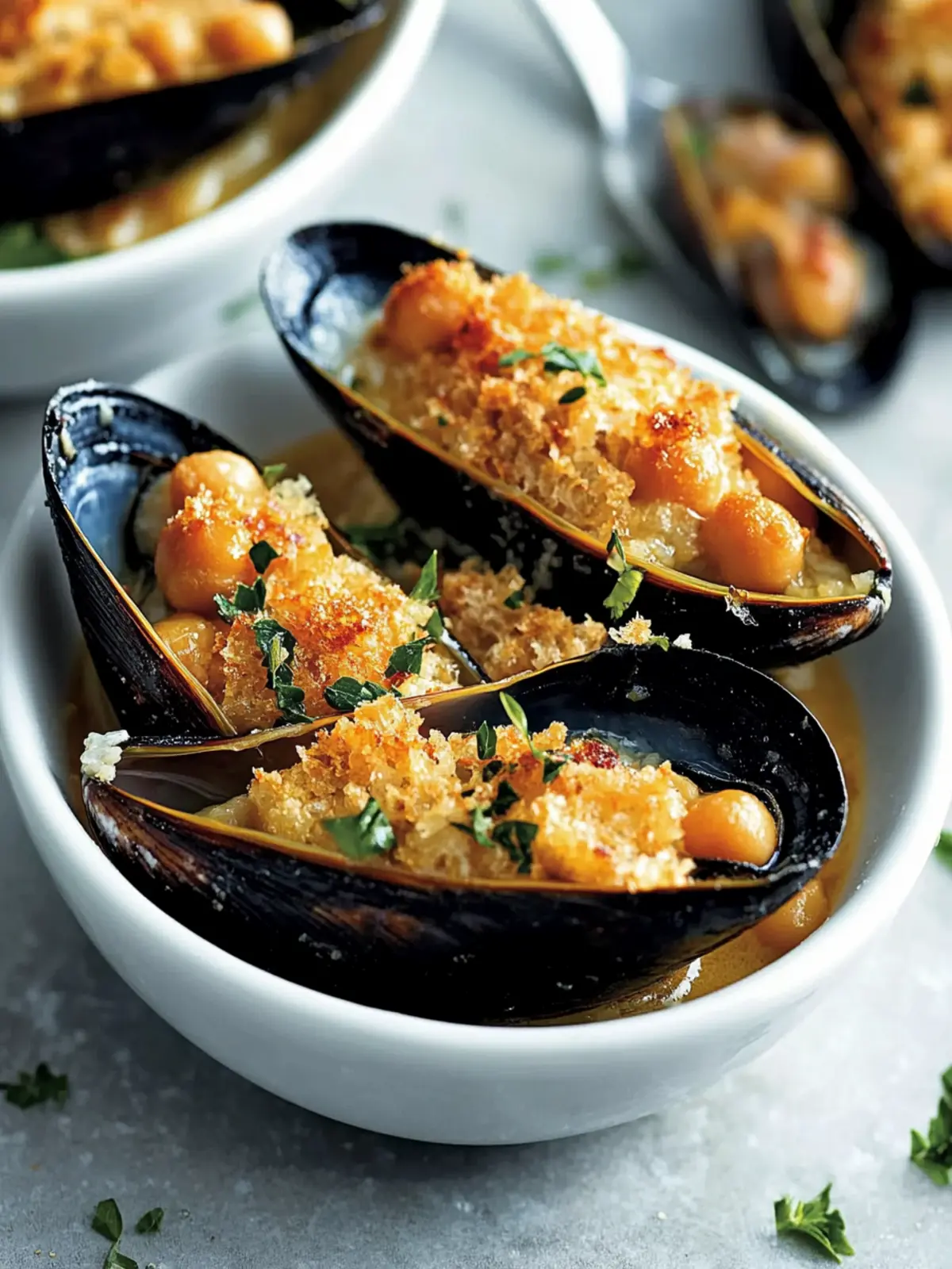 Mussels With Chickpeas au Gratin: A Gourmet Twist for Home Chefs 2 Mussels With Chickpeas au Gratin