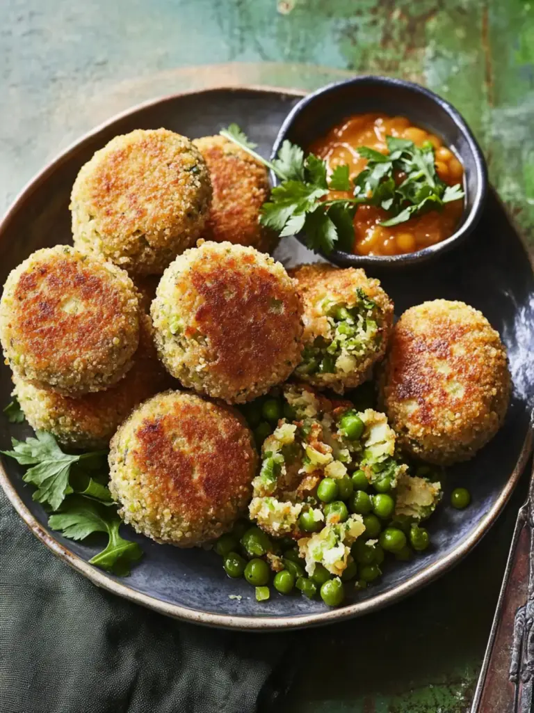 Crispy Lentil, Pea and Potato Cakes