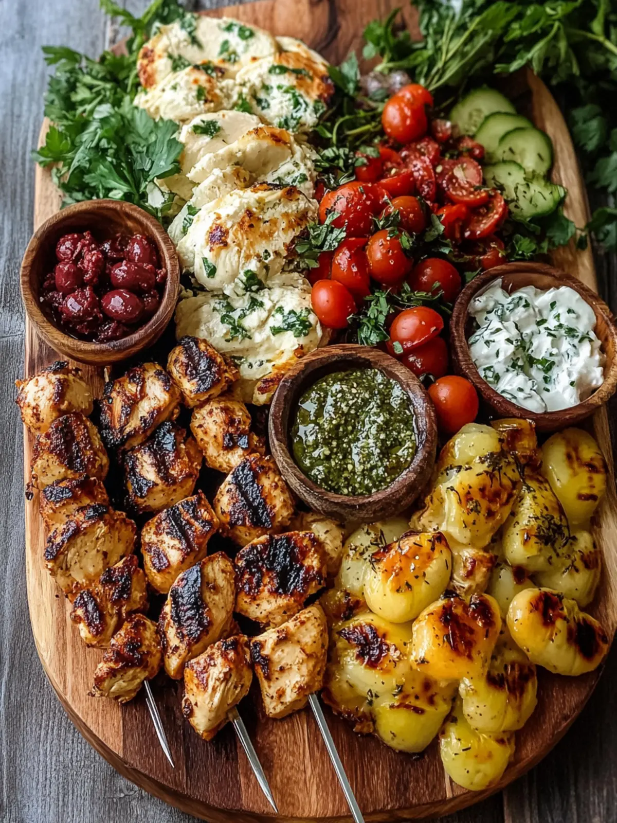 Greek Chicken Souvlaki Grazing Board Perfect for Festive Feasts 2 Greek Chicken Souvlaki Grazing Board
