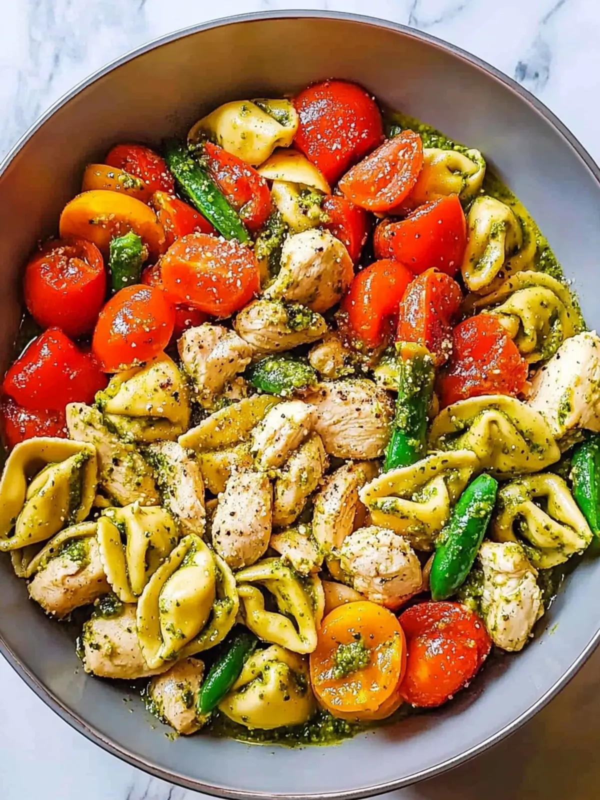 Creamy Pesto Chicken Tortellini and Veggies for Easy Dinners 2 Pesto Chicken Tortellini and Veggies
