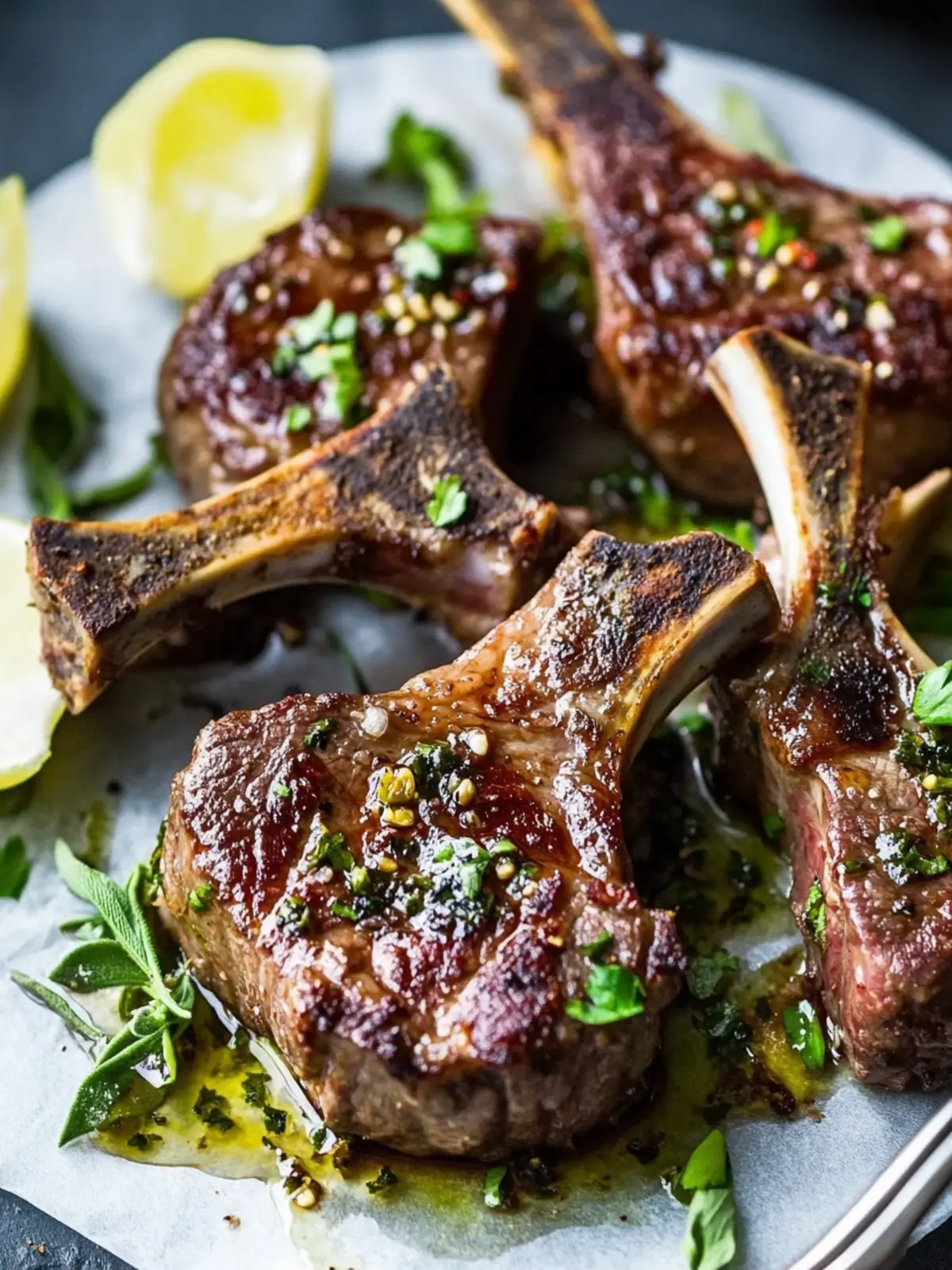 Savory Pan Seared Lamb Chops with Herb Artichoke Sauce 5 Pan Seared Lamb Chops