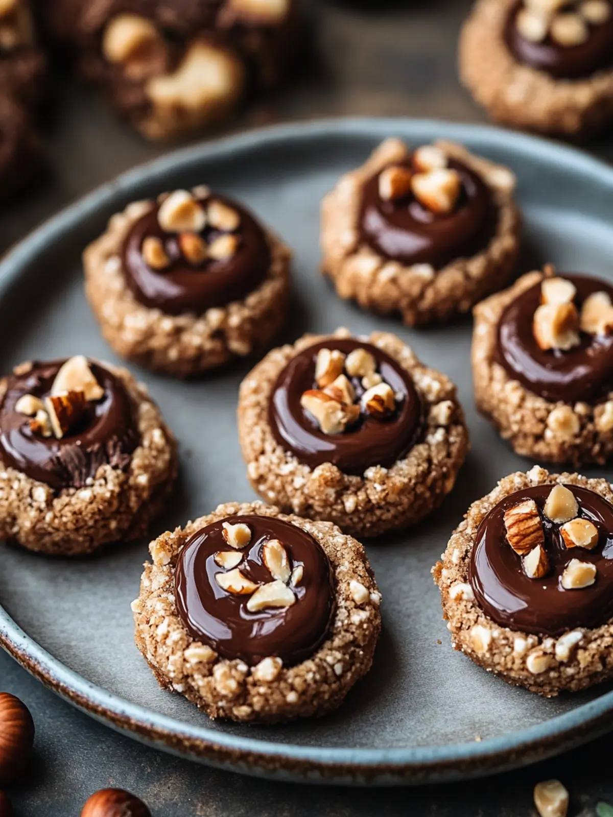 Chocolate Hazelnut Thumbprint Cookies