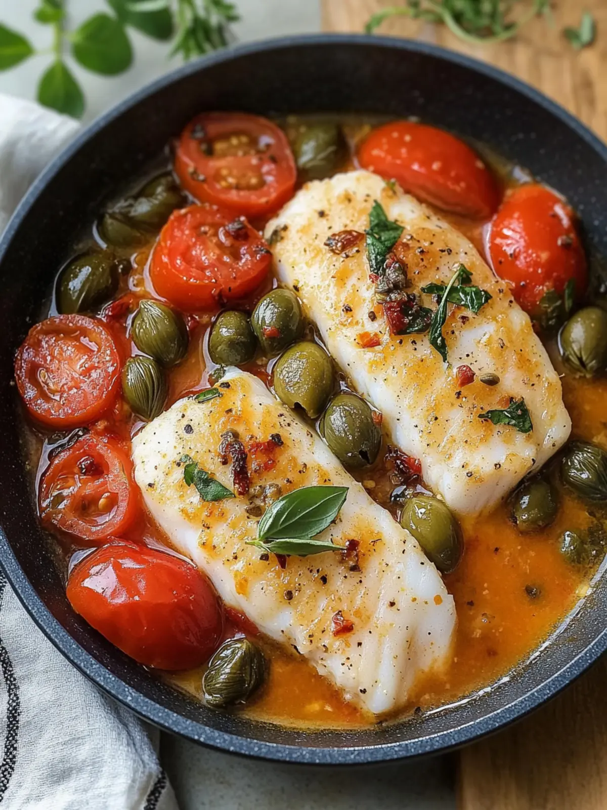 Delicious Cod Provençal with Tomatoes, Capers, and Olives Ready in 30 Minutes 3 Cod Provençal with Tomatoes, Capers and Olives