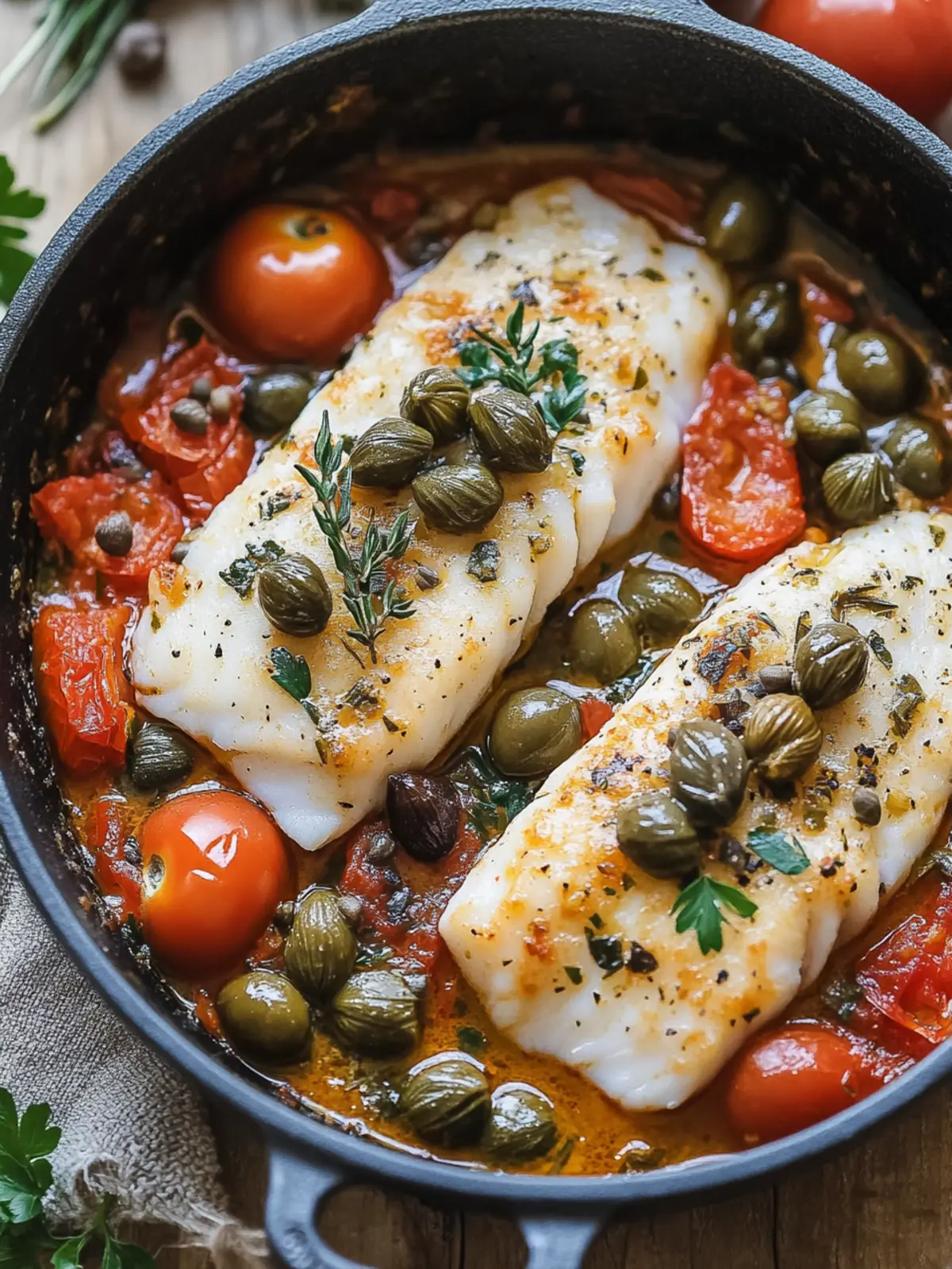 Delicious Cod Provençal with Tomatoes, Capers, and Olives Ready in 30 Minutes 2 Cod Provençal with Tomatoes, Capers and Olives
