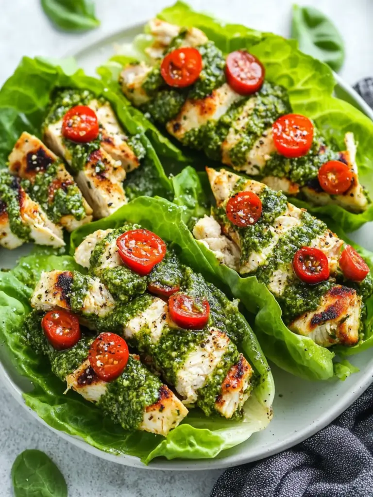 Pesto Chicken Lettuce Wraps