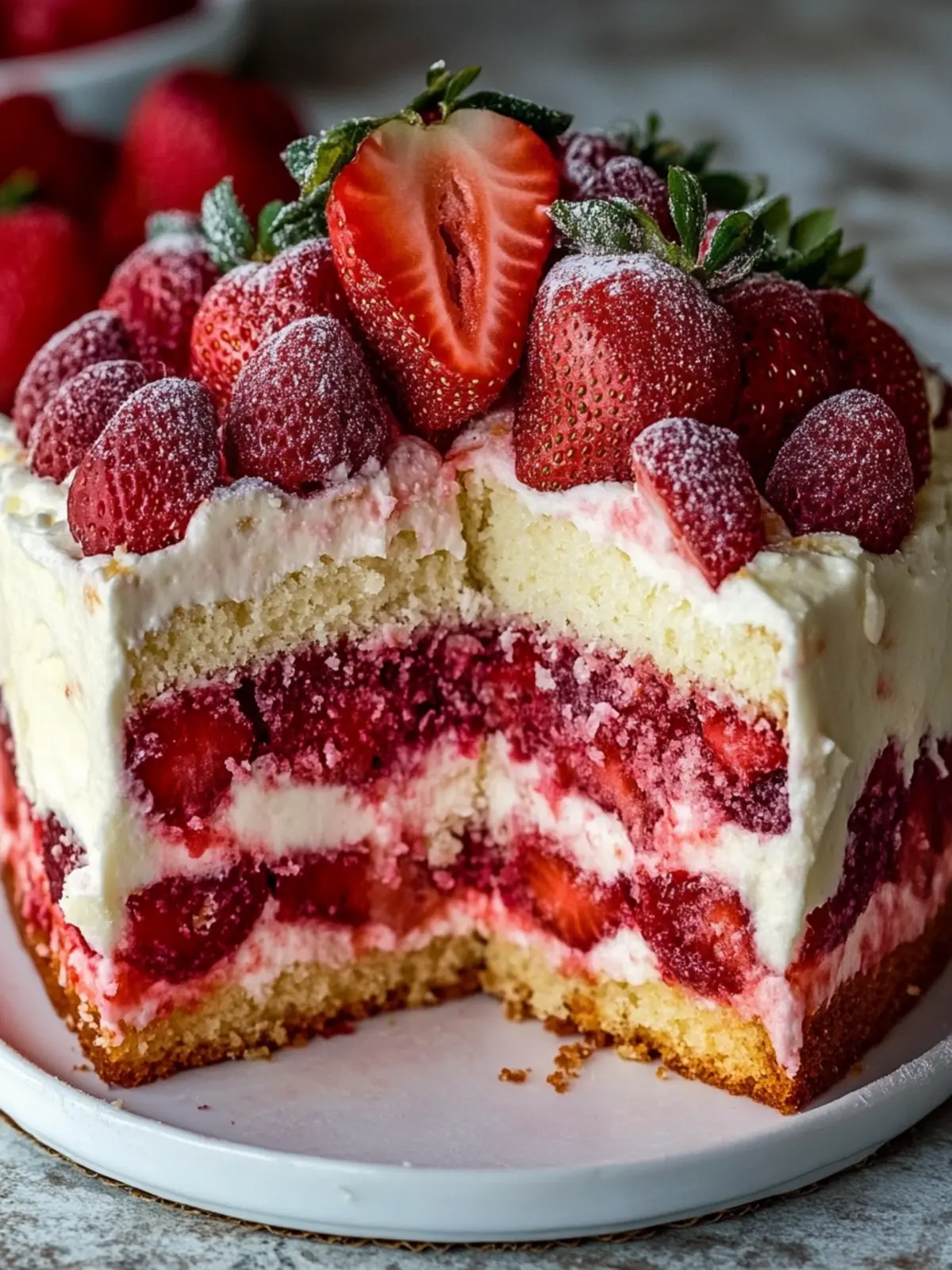 Strawberry Earthquake Cake