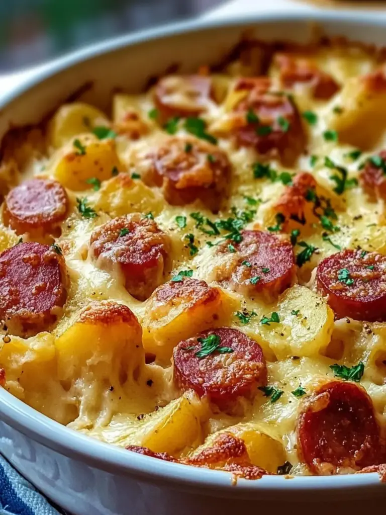 Kielbasa and Cheesy Potato Casserole