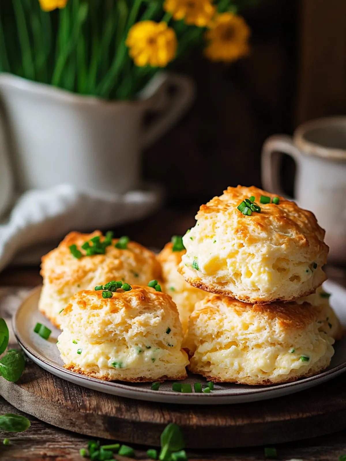 Cheese and Chive Scones: Fluffy Bites of Comfort Delight 2 Cheese and Chive Scones