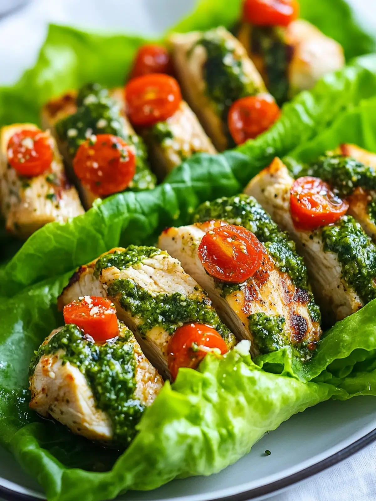 Delicious Pesto Chicken Lettuce Wraps for a Healthy Twist 4 Pesto Chicken Lettuce Wraps
