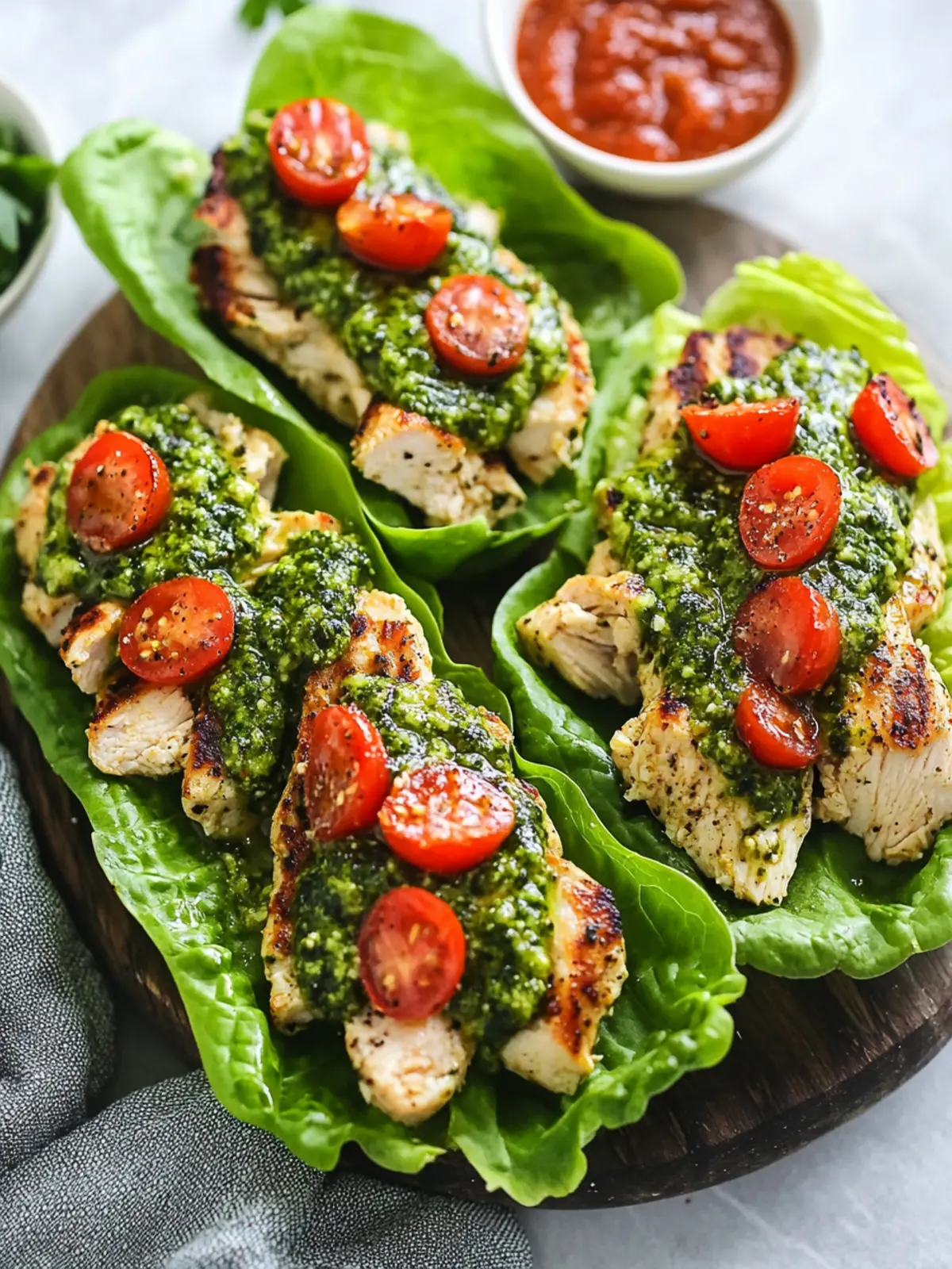 Delicious Pesto Chicken Lettuce Wraps for a Healthy Twist 2 Pesto Chicken Lettuce Wraps