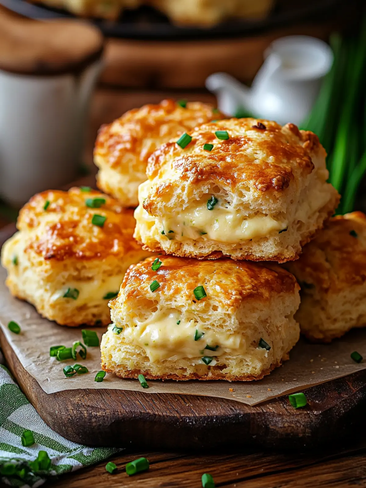 Cheese and Chive Scones: Fluffy Bites of Comfort Delight 3 Cheese and Chive Scones
