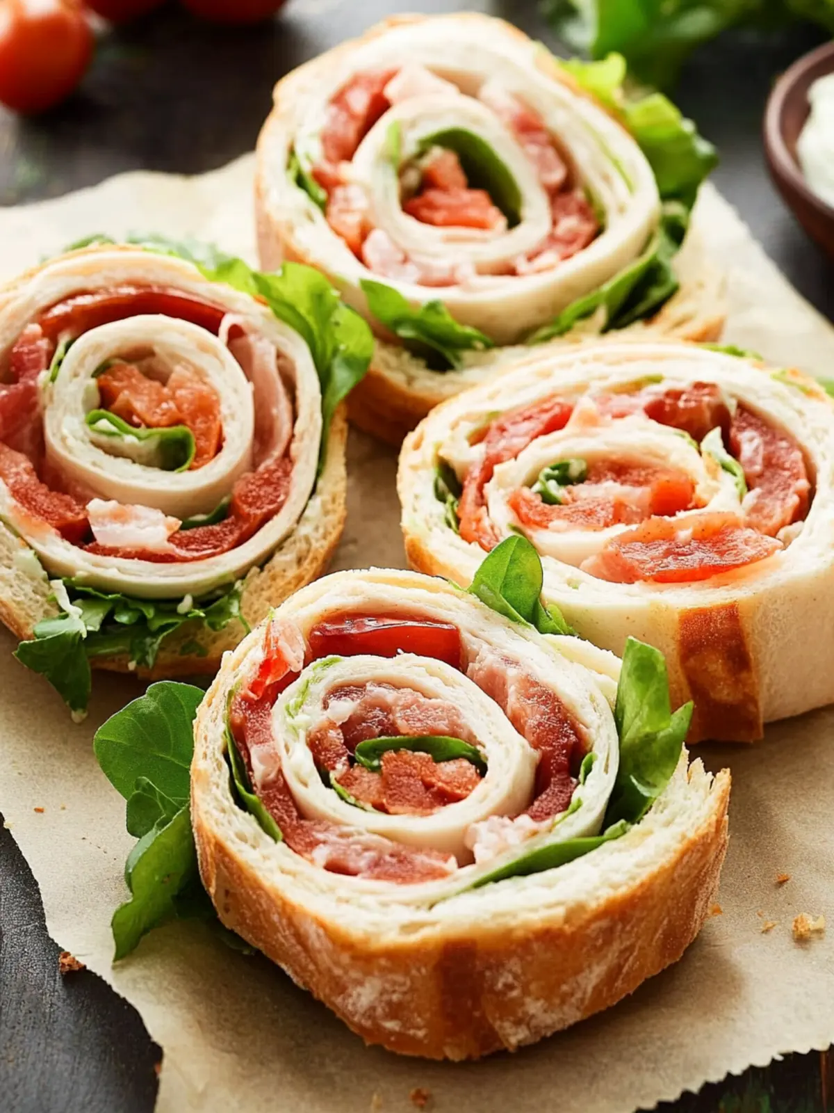 Delicious BLT Pinwheel Sandwiches for Easy Entertaining 3 BLT Pinwheel Sandwiches