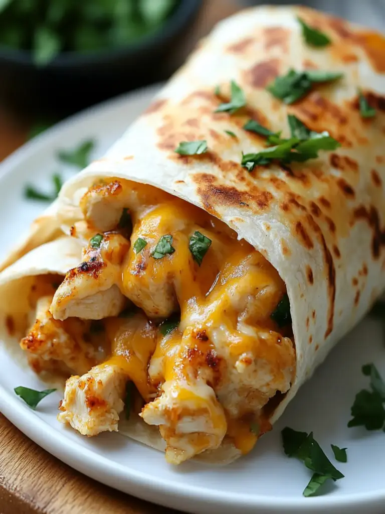 Ooey-Gooey Cheesy Garlic Chicken Wraps