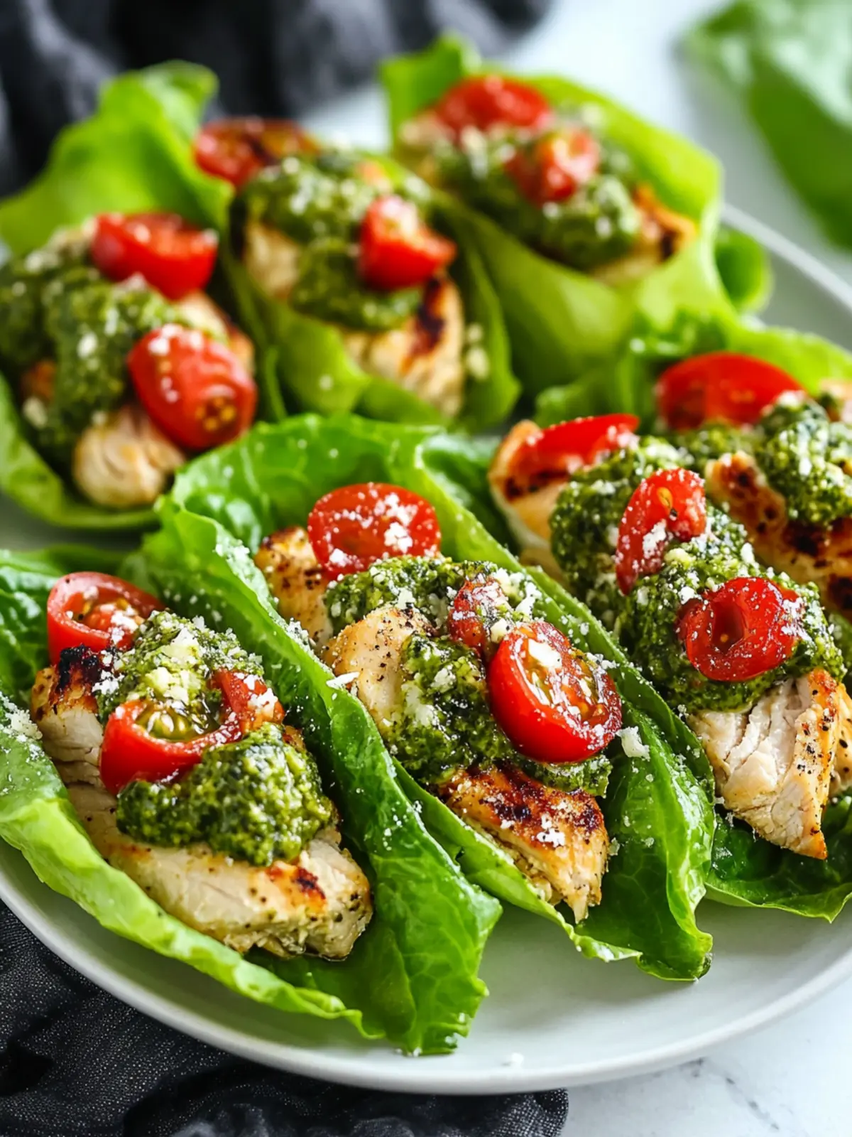 Delicious Pesto Chicken Lettuce Wraps for a Healthy Twist 3 Pesto Chicken Lettuce Wraps