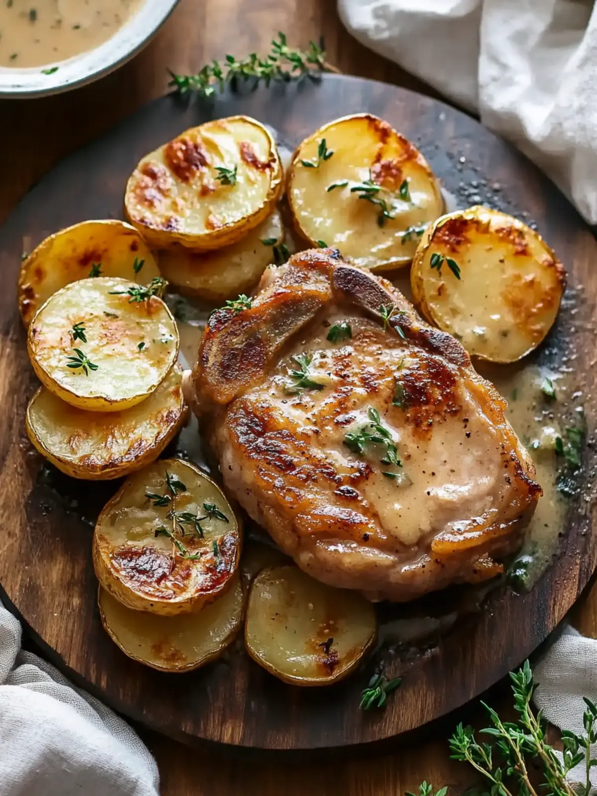 Savory Pork Chops and Scalloped Potatoes in One Pan 4 Pork Chops and Scalloped Potatoes
