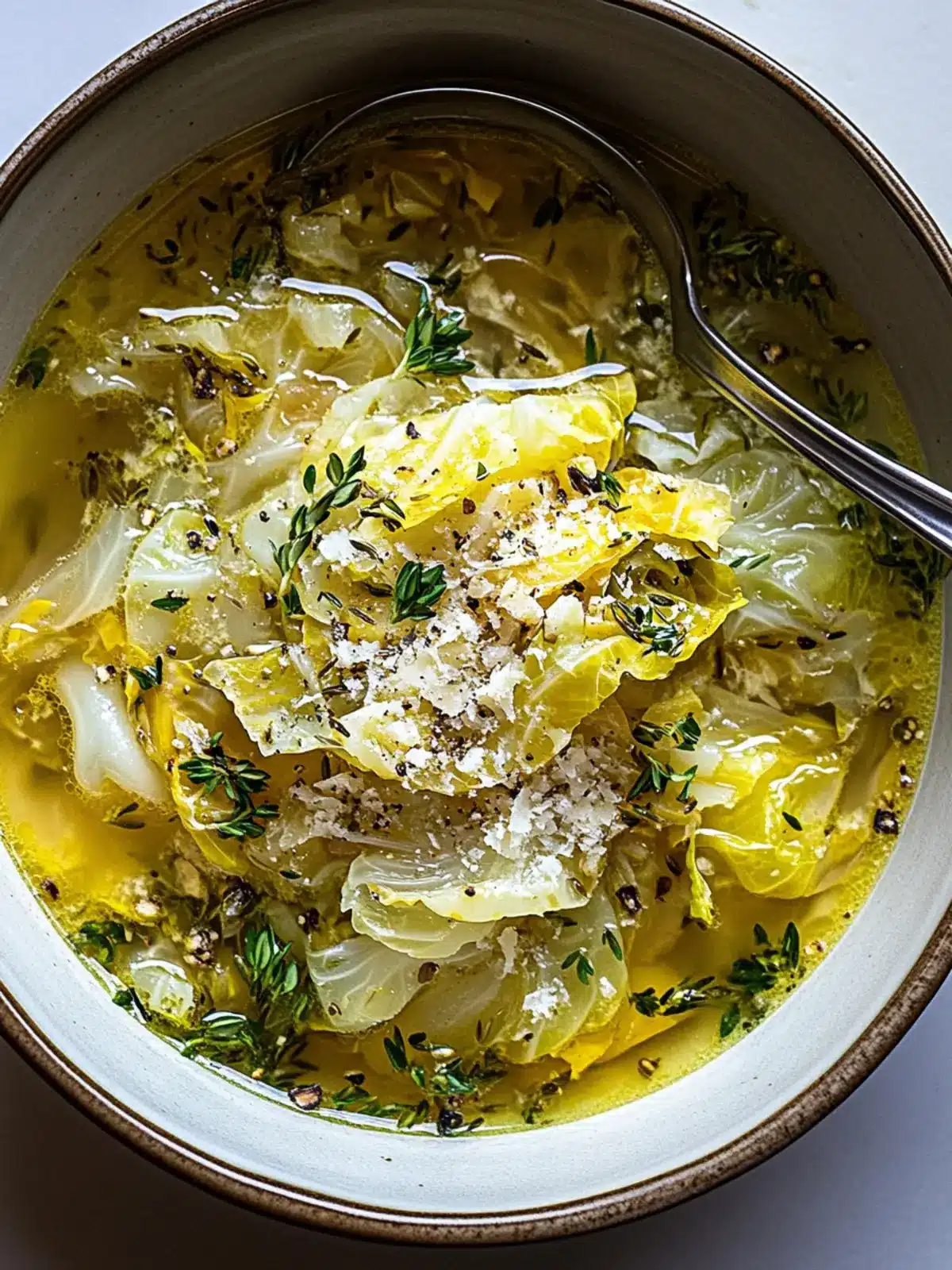 Herby Cabbage in Parmesan Broth