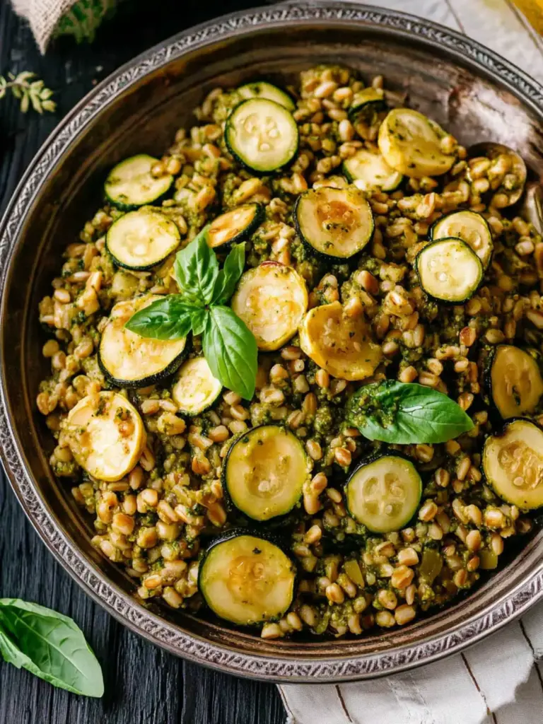 Farro with Pesto and Zucchini