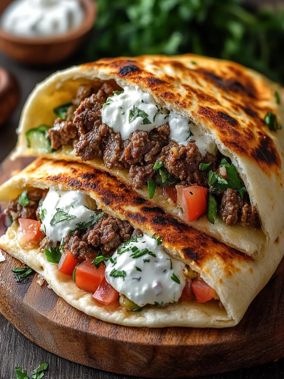 Greek Beef Stuffed Pita