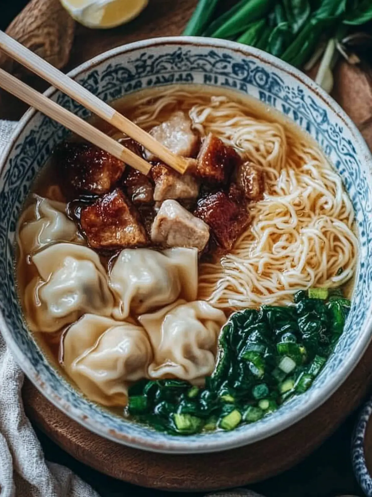 Warm Up with Wonton Char Siu Noodle Soup Delight 2 Wonton Char Siu Noodle Soup