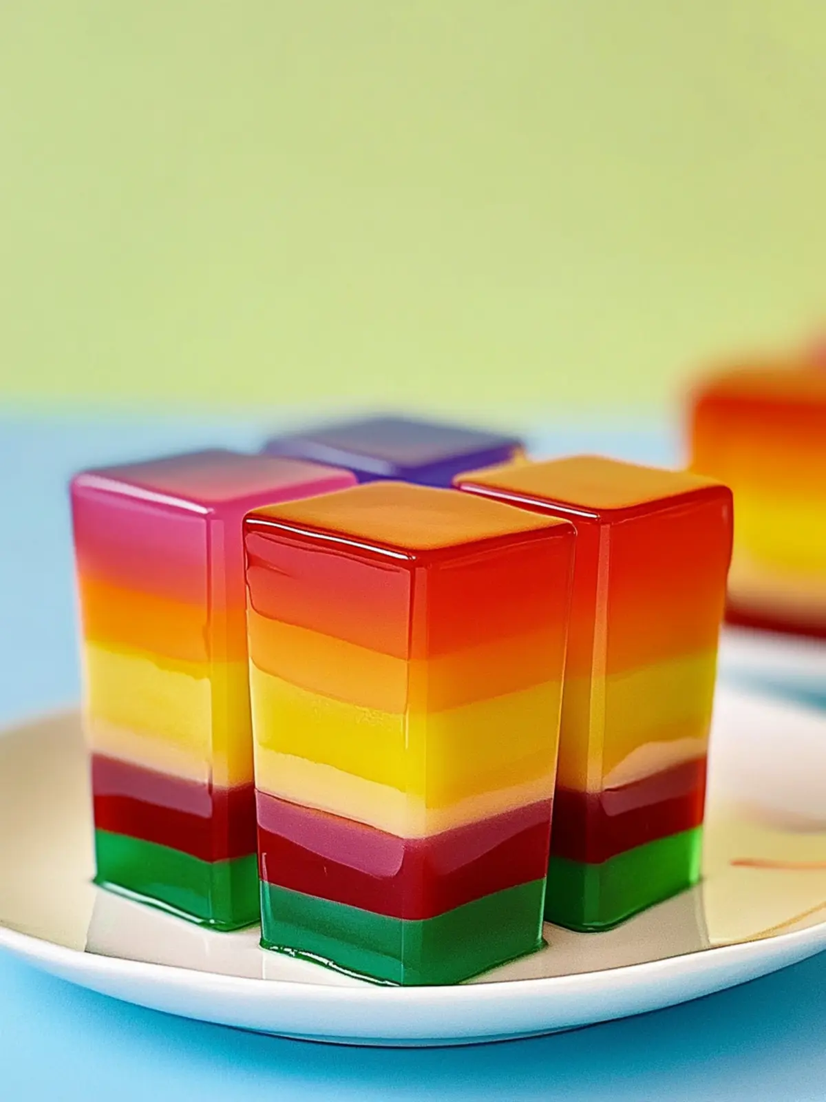 Layered Rainbow Jello Delight: A Fun and Fruity Treat 3 Layered Rainbow Jello