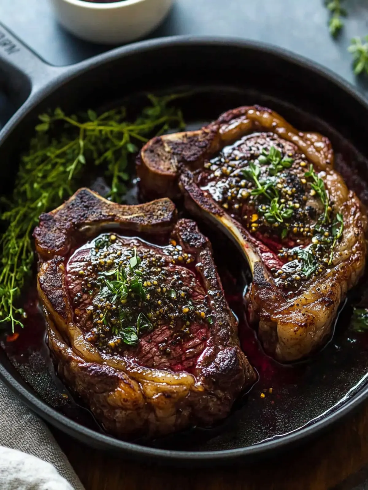 Sizzling Ribeye Steaks with Red Wine Sauce for Ultimate Flavor 2 Ribeye Steaks with Red Wine Sauce