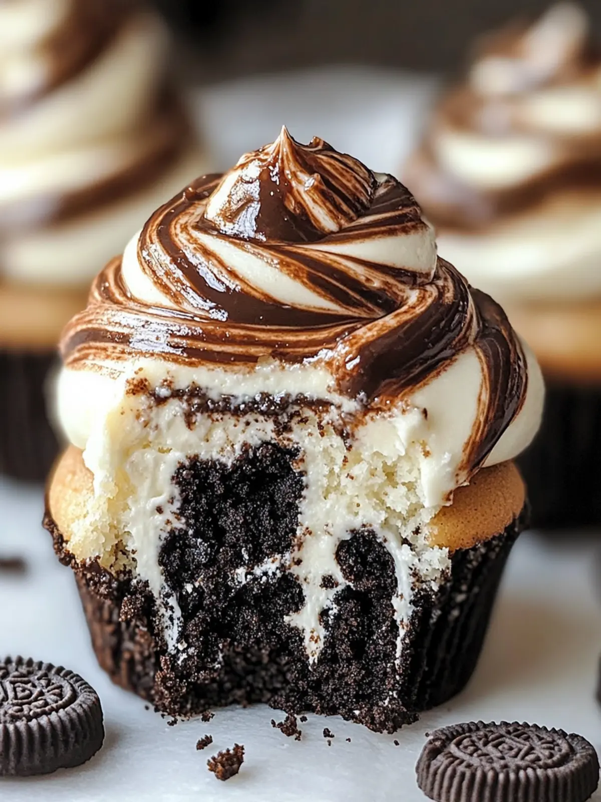 Fudge Swirled Oreo Bottom Cheesecake Cupcakes You Can't Resist 3 Fudge Swirled Oreo Bottom Cheesecake Cupcakes
