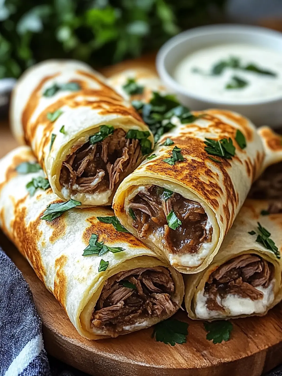 French Dip Tortilla Roll Ups