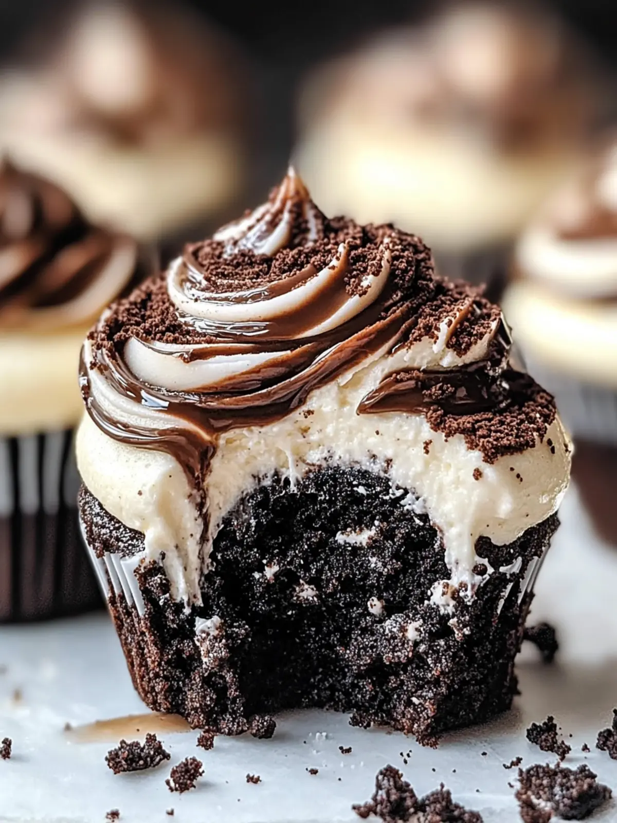 Fudge Swirled Oreo Bottom Cheesecake Cupcakes You Can't Resist 2 Fudge Swirled Oreo Bottom Cheesecake Cupcakes