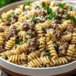 Savory Beef and Rotini in Garlic Parmesan Sauce in 30 Minutes 44 Beef and Rotini in Garlic Parmesan Sauce