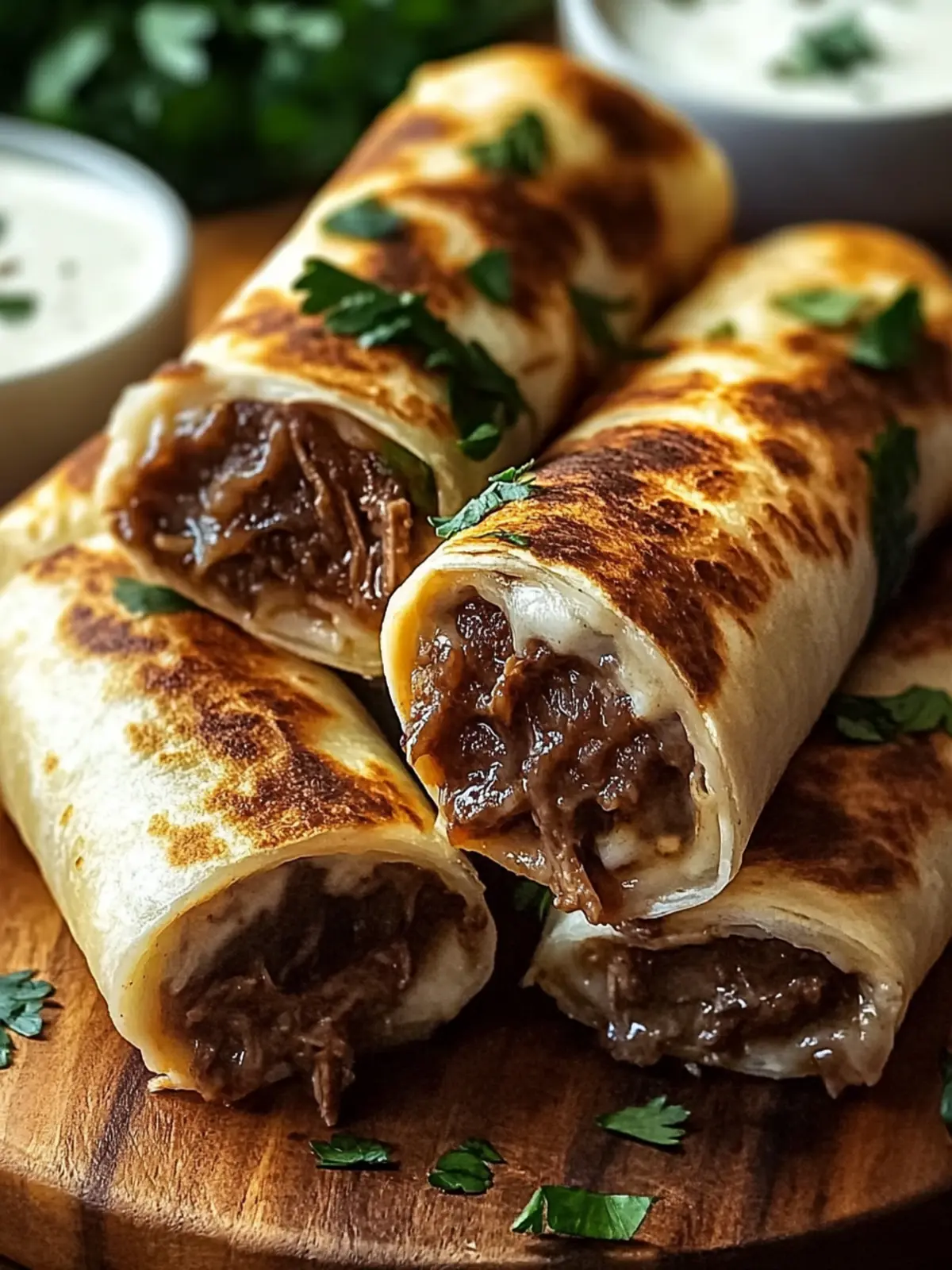 French Dip Tortilla Roll Ups: Quick, Cheesy, and Irresistible 2 French Dip Tortilla Roll Ups