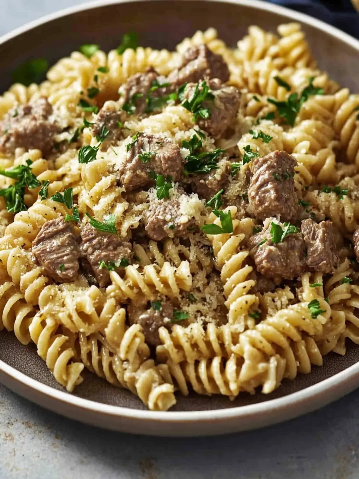 Savory Beef and Rotini in Garlic Parmesan Sauce in 30 Minutes 2 Beef and Rotini in Garlic Parmesan Sauce