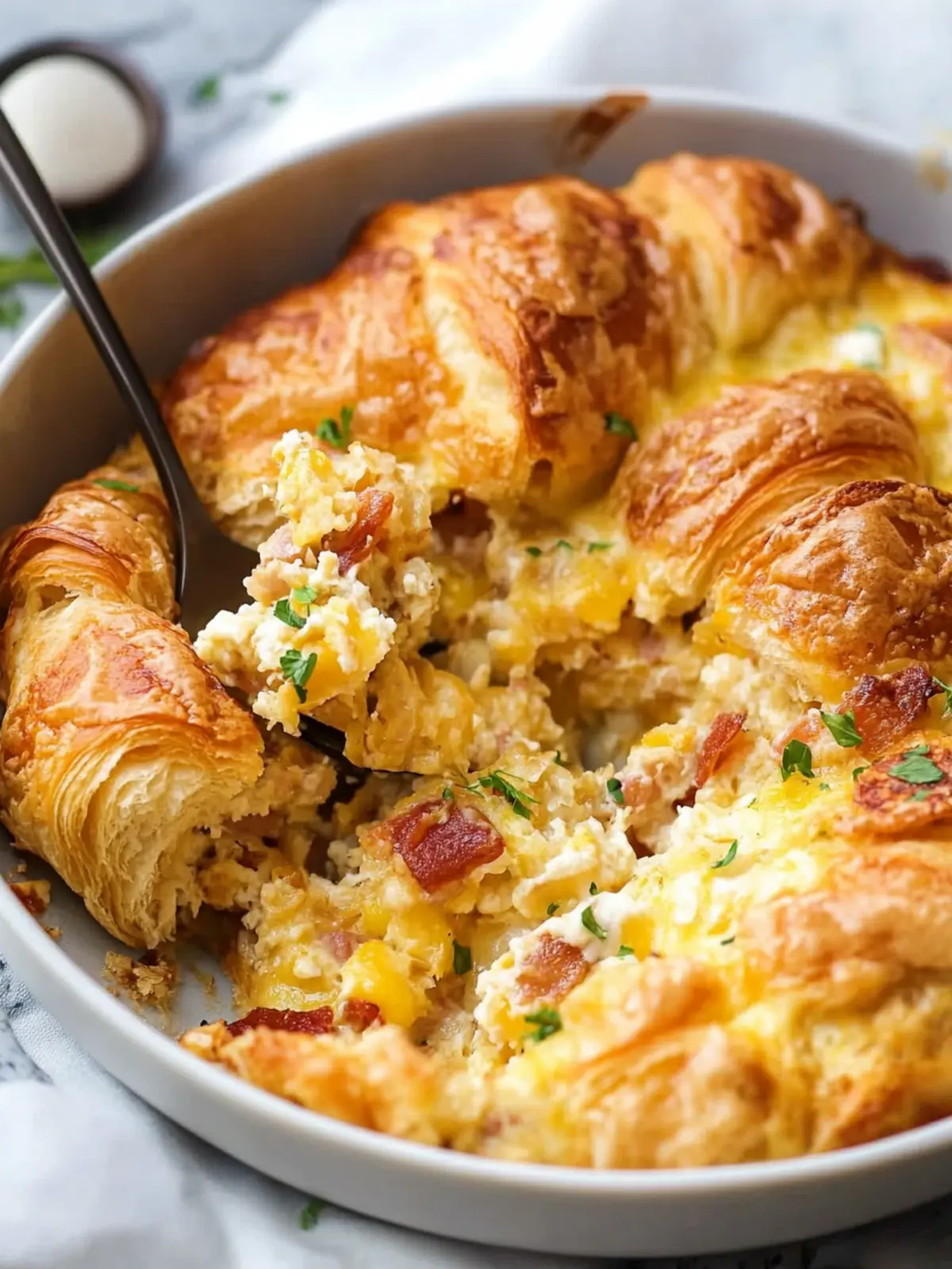 Irresistible Breakfast Strata with Croissants & Cheddar Bliss 3 Breakfast Strata with Croissants