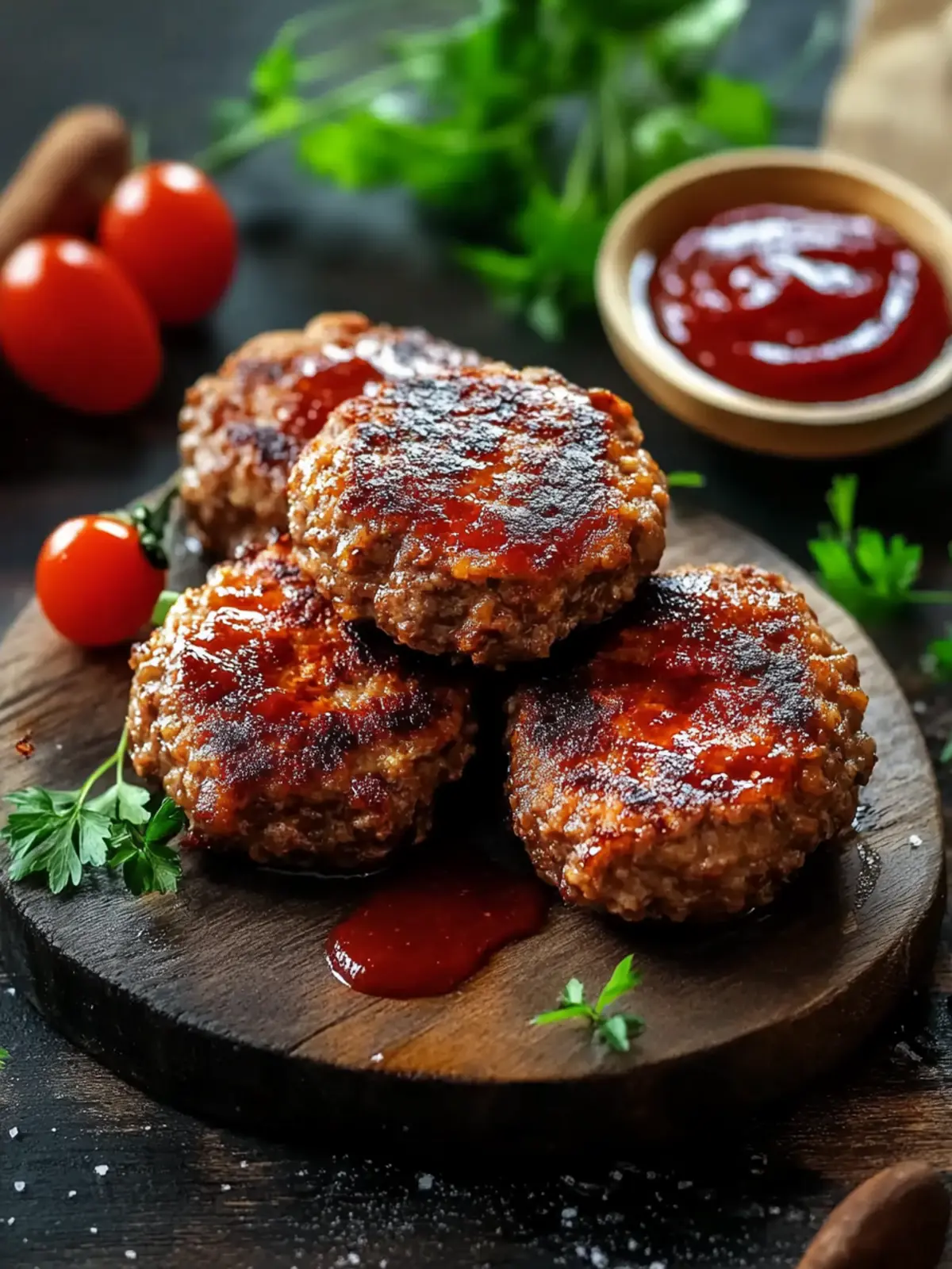 Savory Meatloaf Patties with Sweet Caramelized Glaze 3 Meatloaf Patties