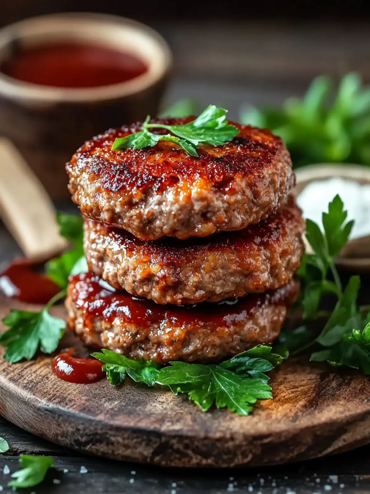 Savory Meatloaf Patties with Sweet Caramelized Glaze 4 Meatloaf Patties