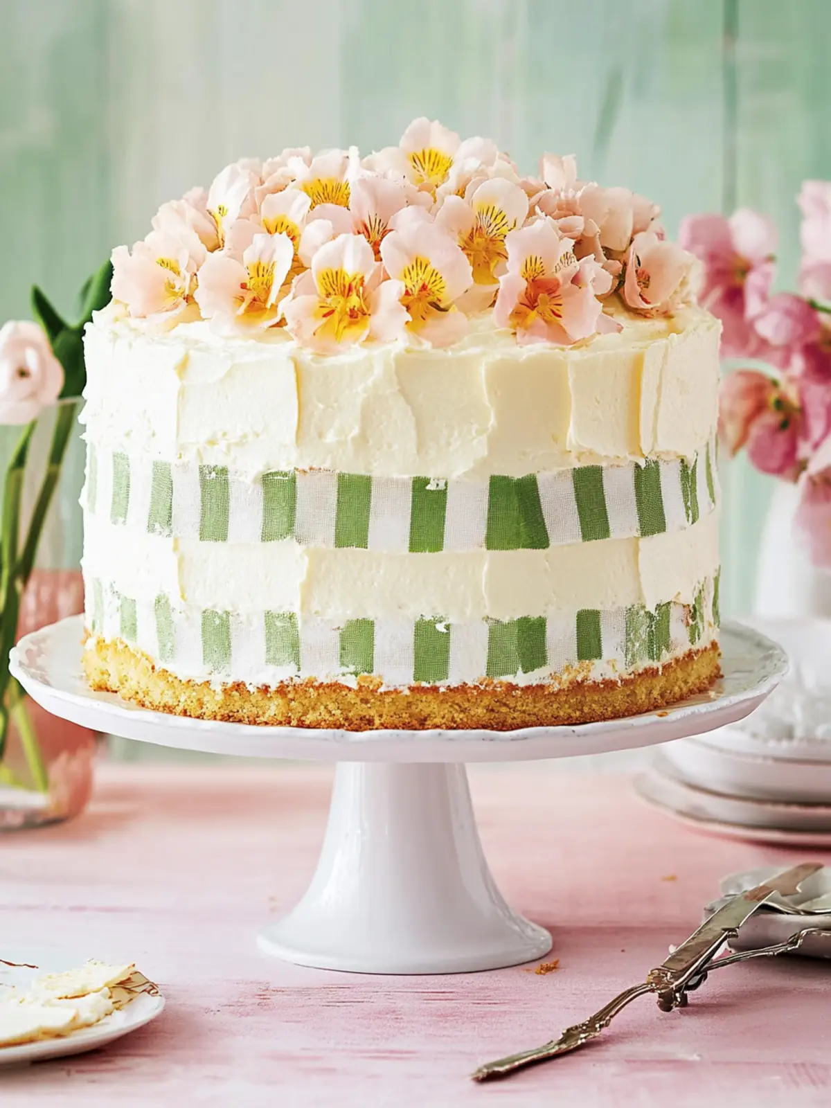 Coconut Cream Gingham Cake