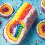 Vibrant Rainbow Cake Roll with Funfetti Cream Delight 44 Rainbow Cake Roll