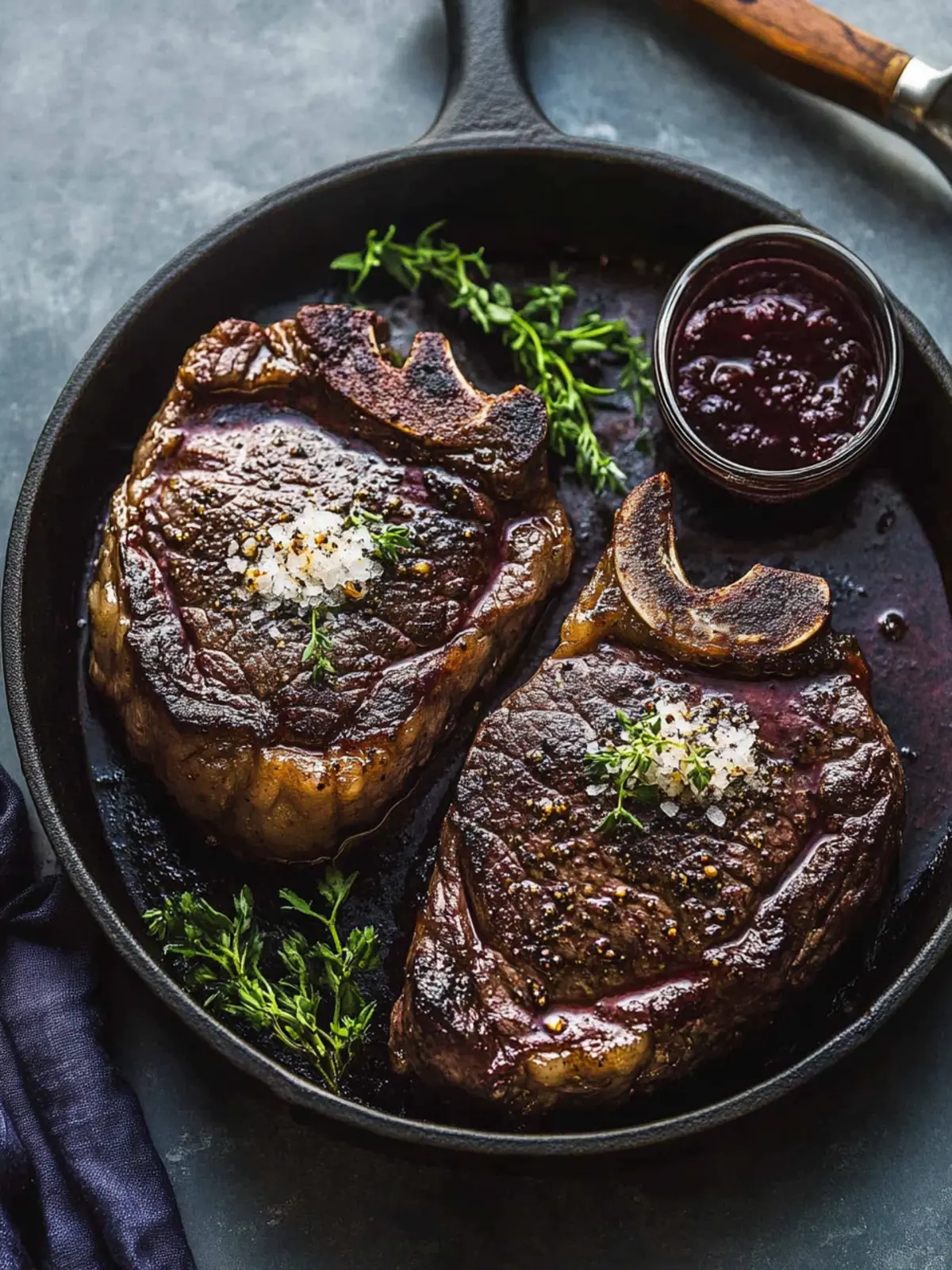 Ribeye Steaks with Red Wine Sauce