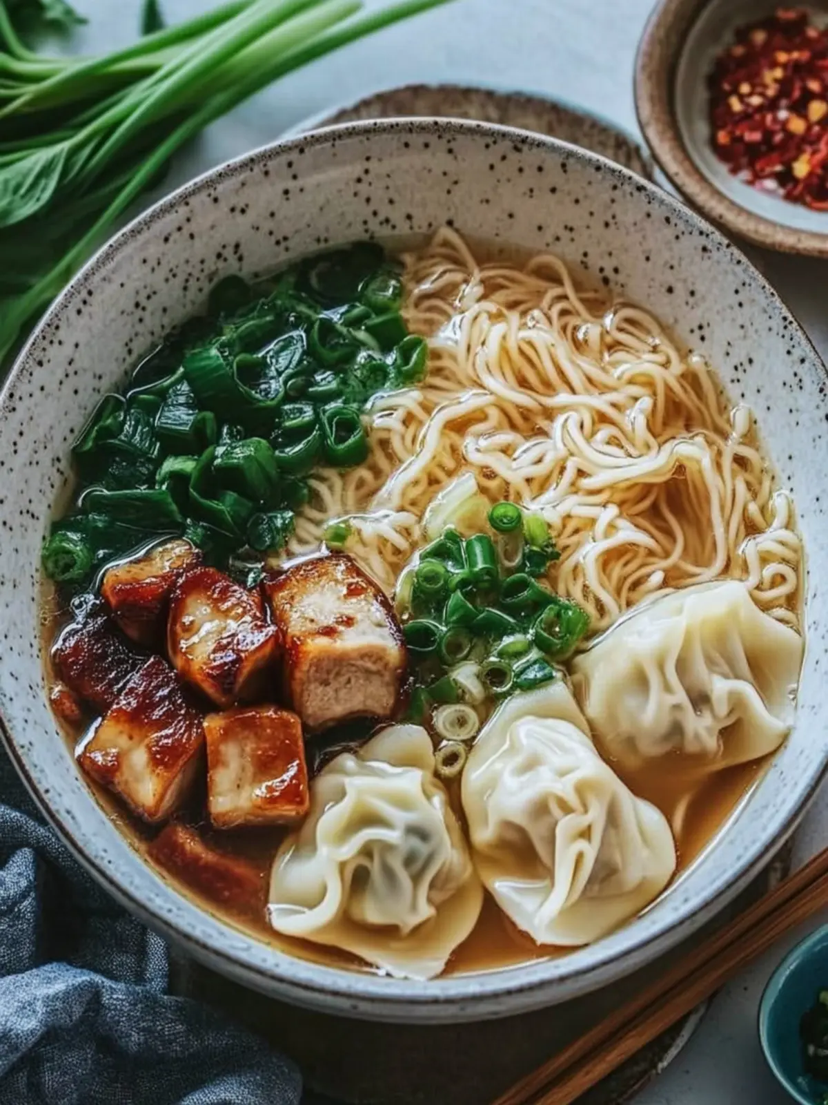 Warm Up with Wonton Char Siu Noodle Soup Delight 5 Wonton Char Siu Noodle Soup