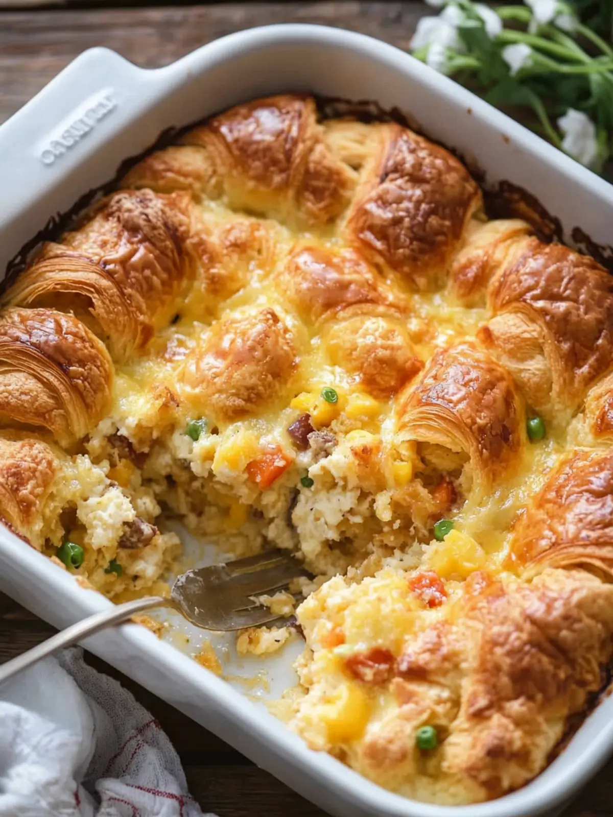 Irresistible Breakfast Strata with Croissants & Cheddar Bliss 2 Breakfast Strata with Croissants