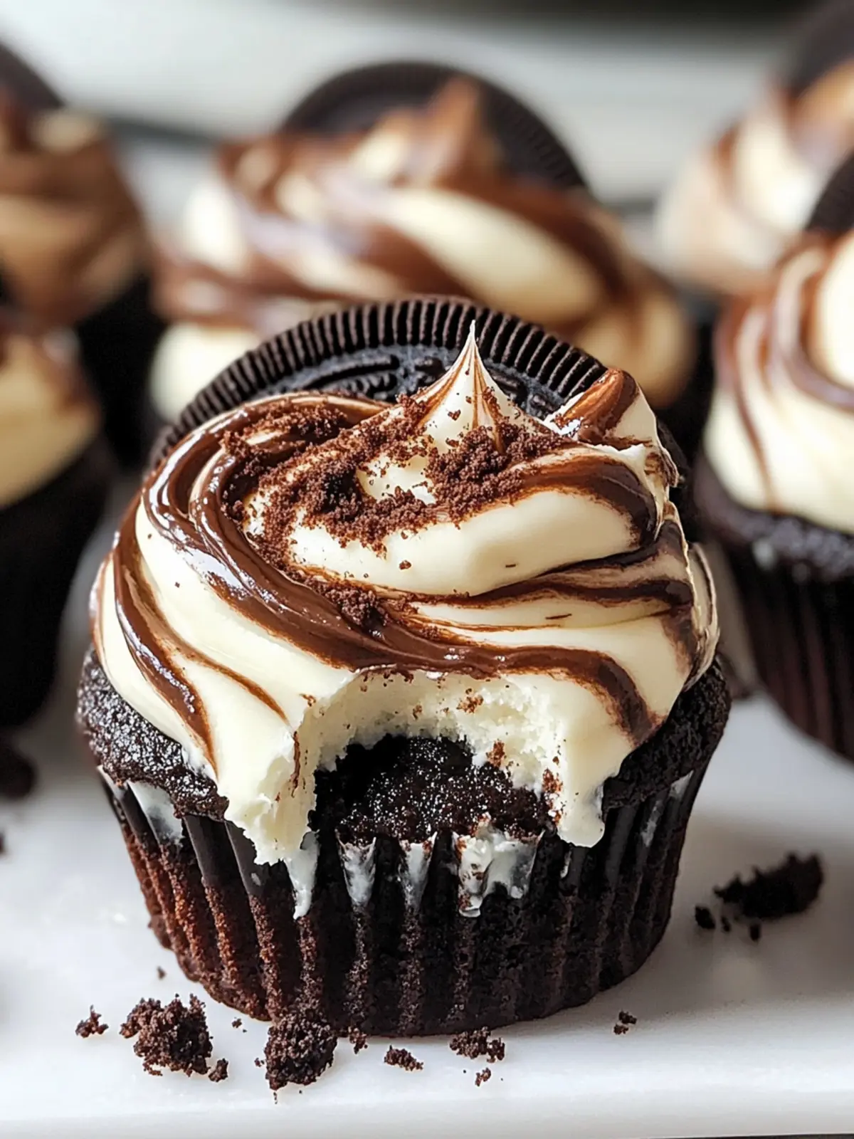 Fudge Swirled Oreo Bottom Cheesecake Cupcakes You Can't Resist 4 Fudge Swirled Oreo Bottom Cheesecake Cupcakes