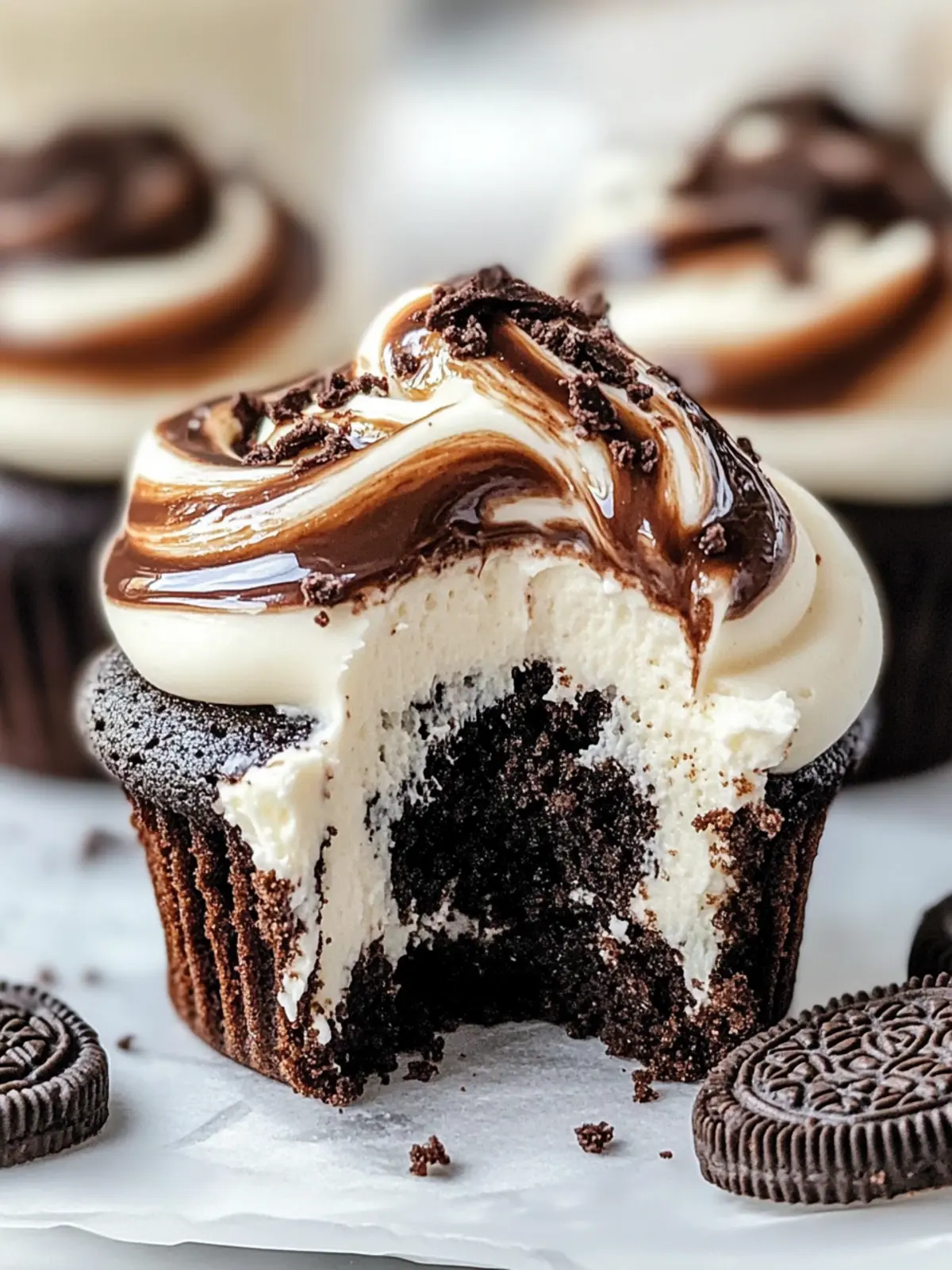 Fudge Swirled Oreo Bottom Cheesecake Cupcakes You Can't Resist 5 Fudge Swirled Oreo Bottom Cheesecake Cupcakes