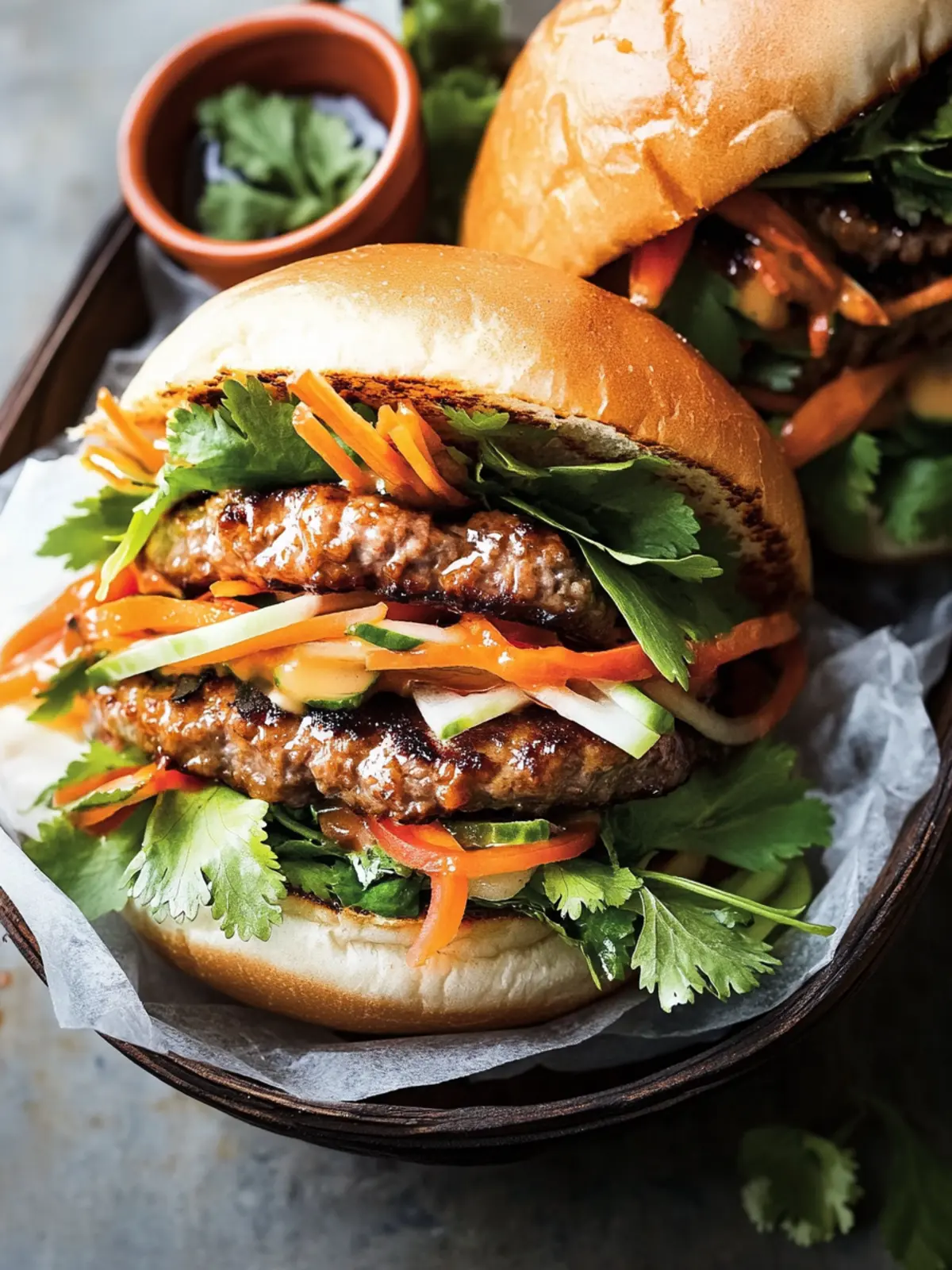 Savory Pork Banh Mi Burger for a Flavorful Twist at Home 2 Pork Banh Mi Burger