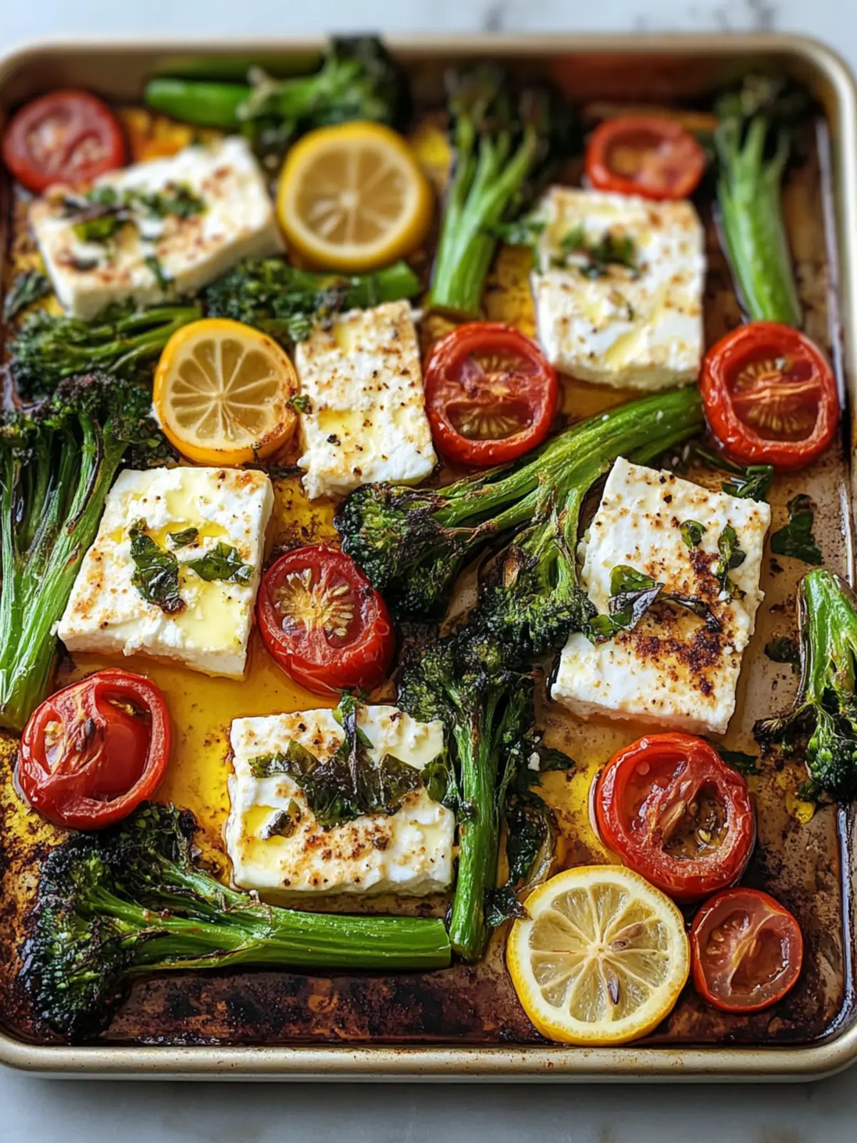Sheet-Pan Baked Feta with Broccolini, Tomatoes & Lemon Bliss 2 Sheet-Pan Baked Feta With Broccolini, Tomatoes and Lemon