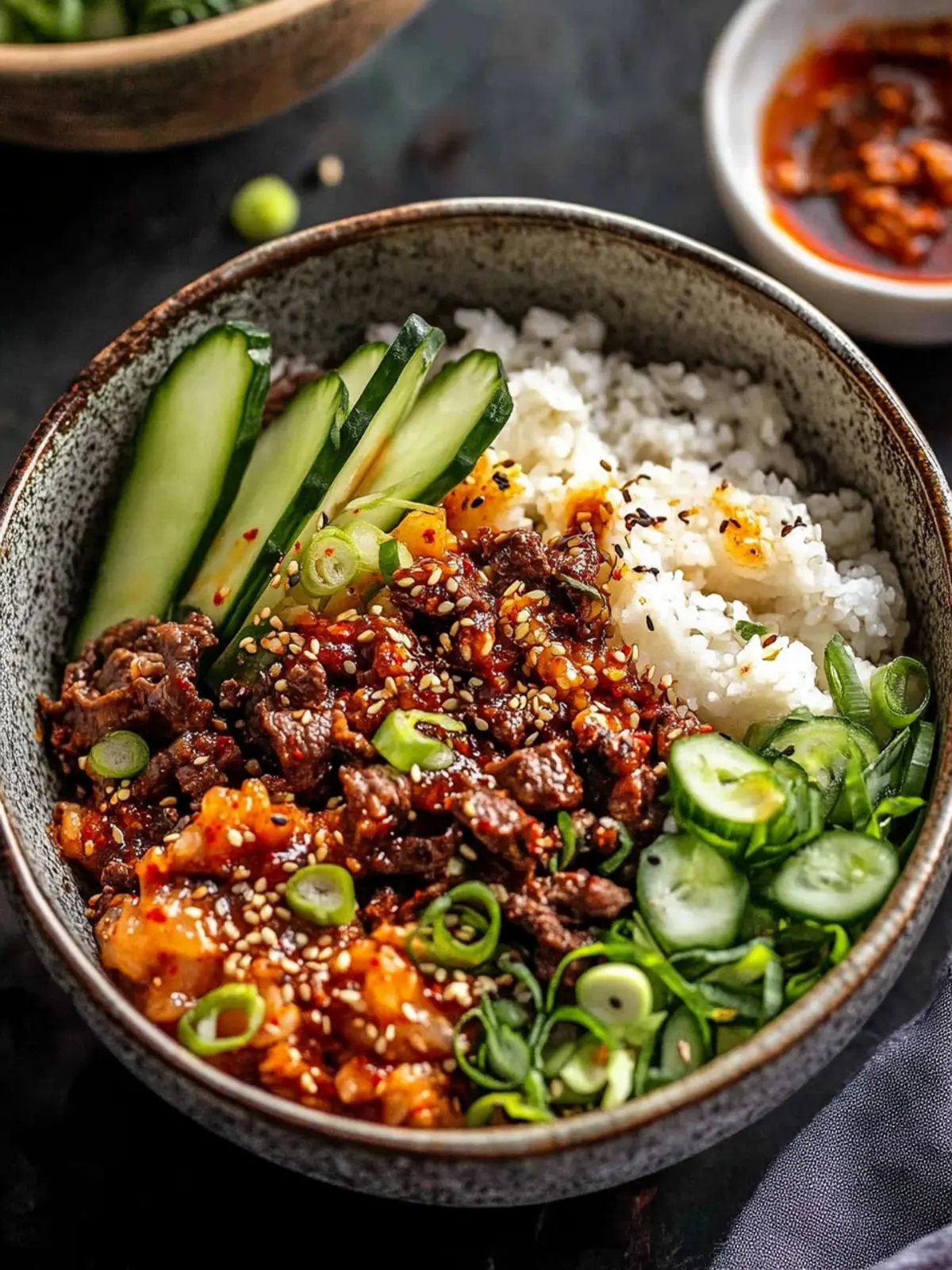 Korean Gochujang Beef Bowls with Crunchy Cucumber Salad 5 Korean Gochujang Beef Bowls