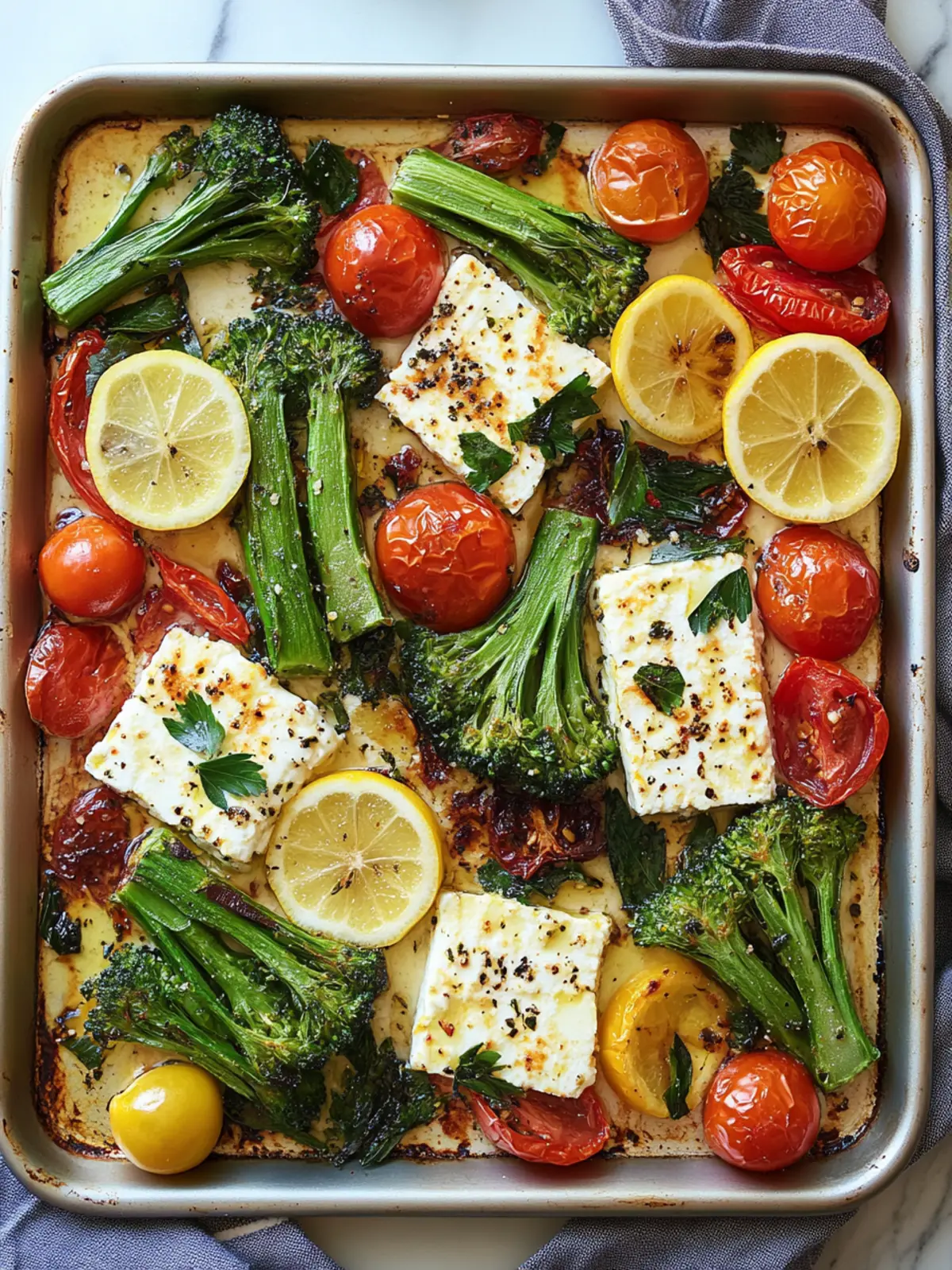 Sheet-Pan Baked Feta with Broccolini, Tomatoes & Lemon Bliss 5 Sheet-Pan Baked Feta With Broccolini, Tomatoes and Lemon