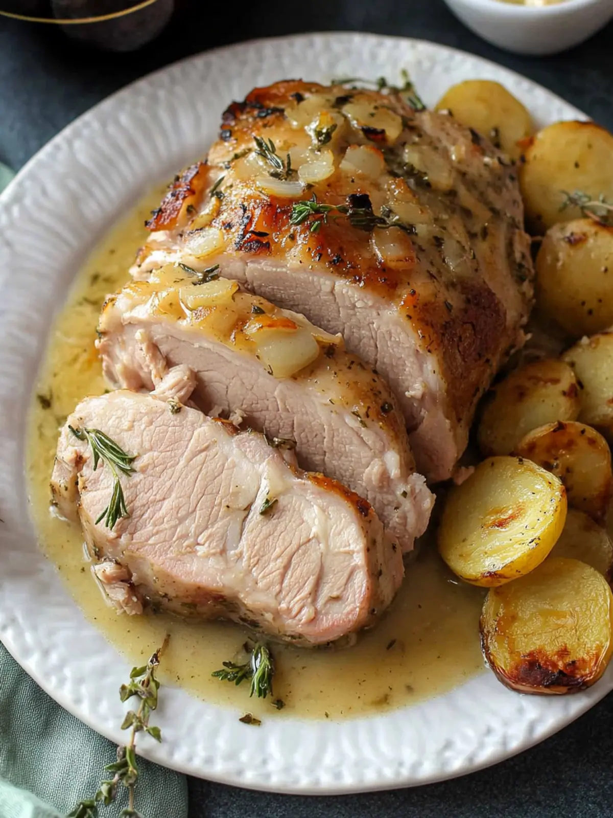 Savory Garlic Herb Pork Roast with Creamy White Wine Gravy 3 Garlic Herb Pork Roast and Creamy White Wine Gravy