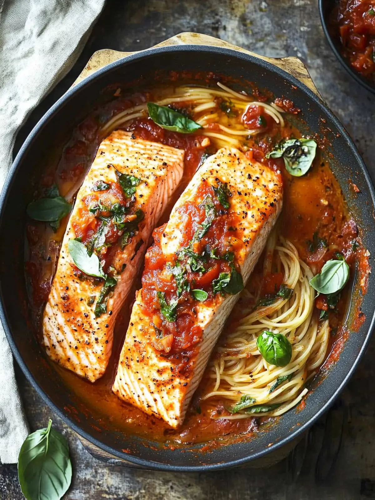 Spicy Salmon all’Arrabbiata: One-Skillet Delight in 30 Minutes 4 Salmon all’Arrabbiata