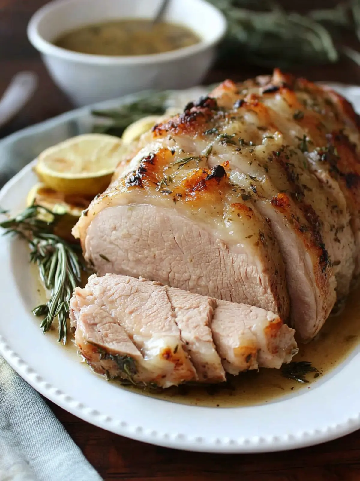 Savory Garlic Herb Pork Roast with Creamy White Wine Gravy 2 Garlic Herb Pork Roast and Creamy White Wine Gravy